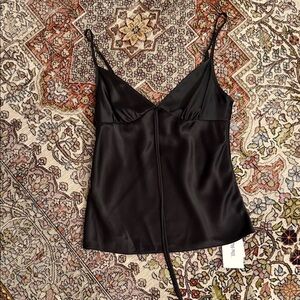 Theory petite black silk camo with adjustable straps NWT